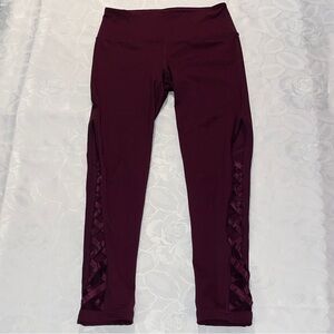 Zella Burgundy Crisscross Side Leggings